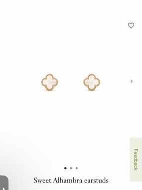 Gold and White Sweet Alhambra Stud Earrings